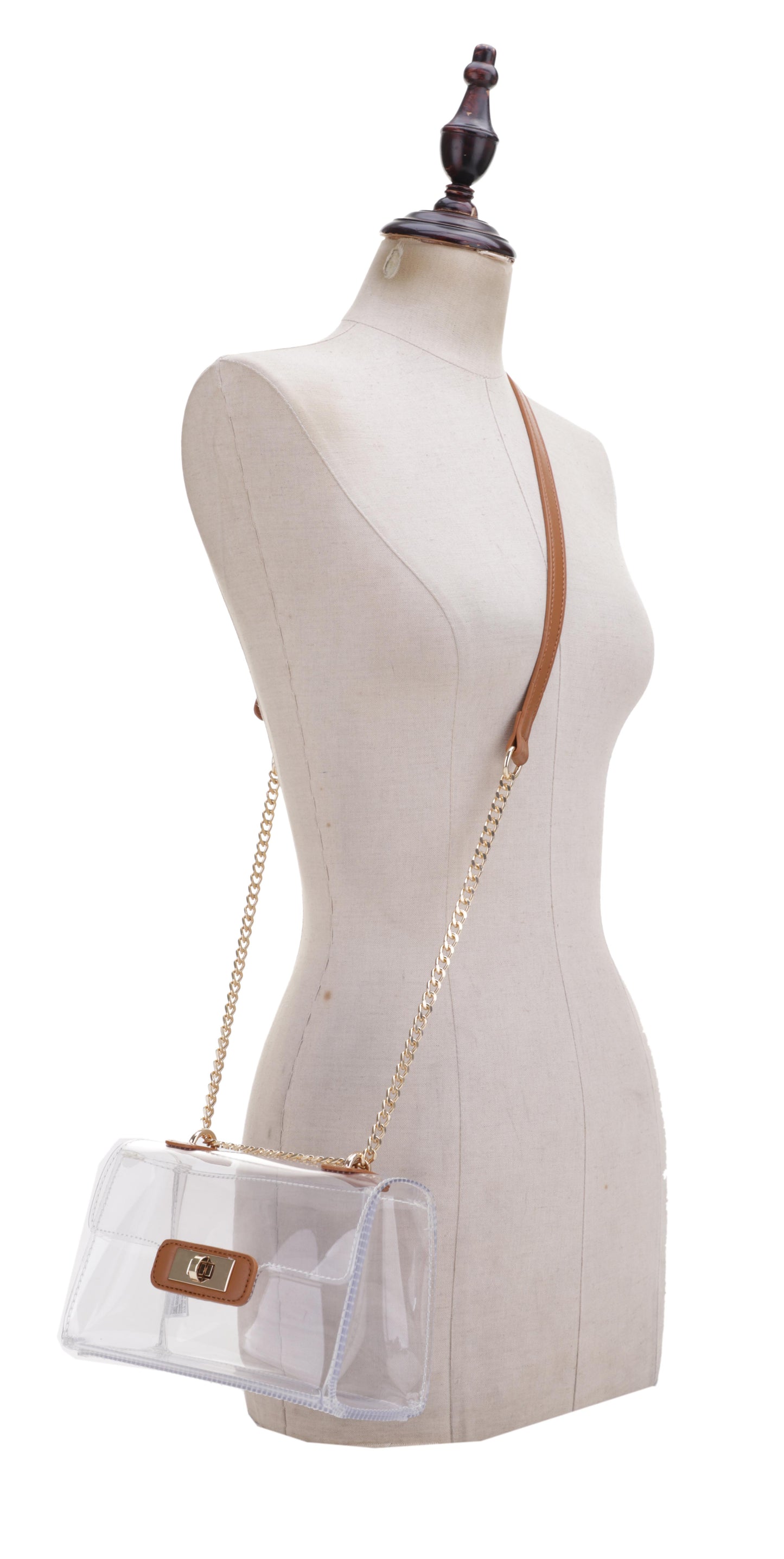 Avery Turn Lock Hardware Clear Crossbody