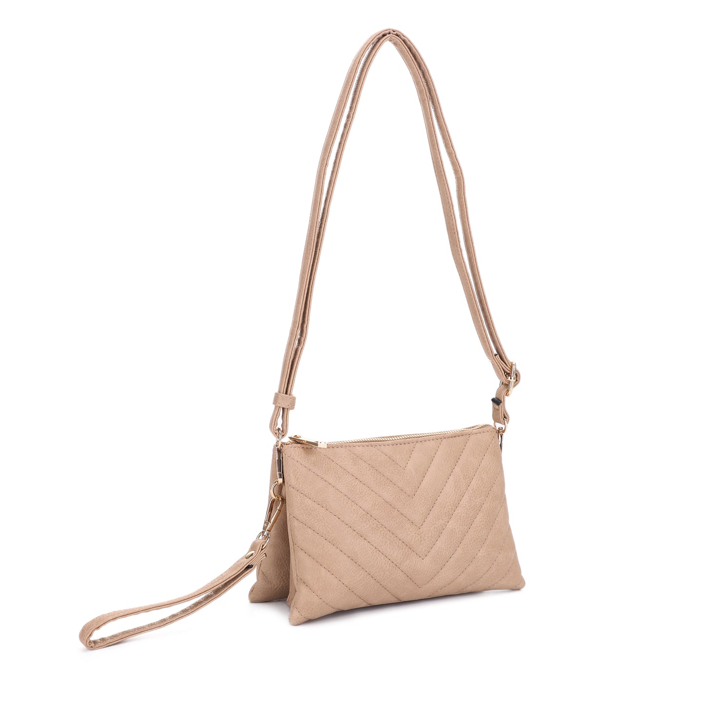 Callie Chevron Quilted Multi Compartment Crossbody