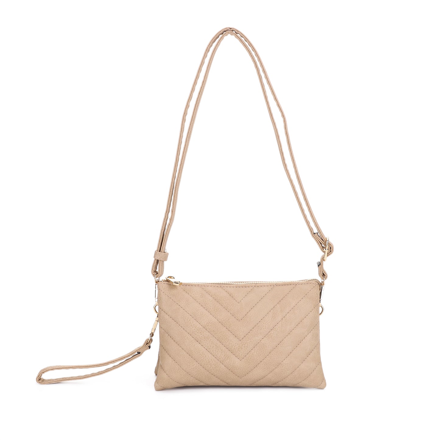Callie Chevron Quilted Multi Compartment Crossbody