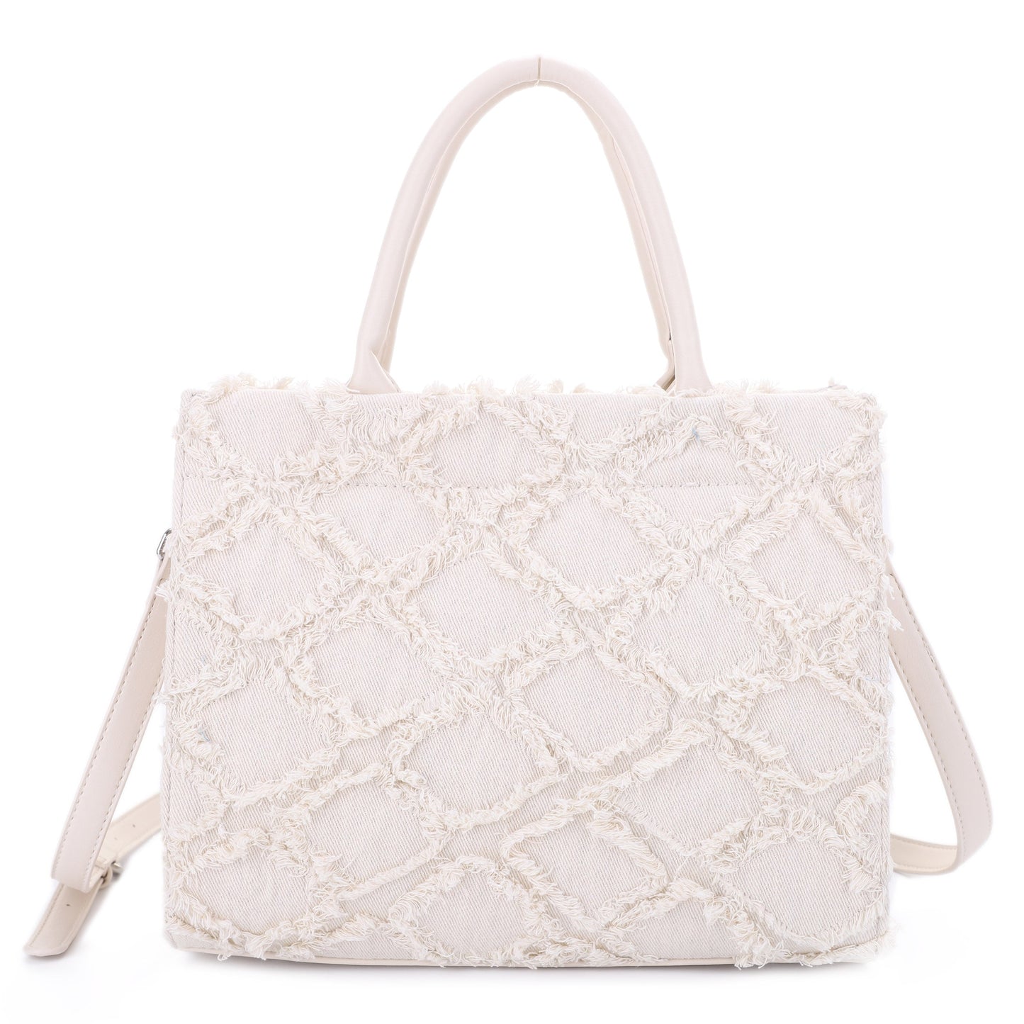 Nova Distressed Diamond Denim Satchel