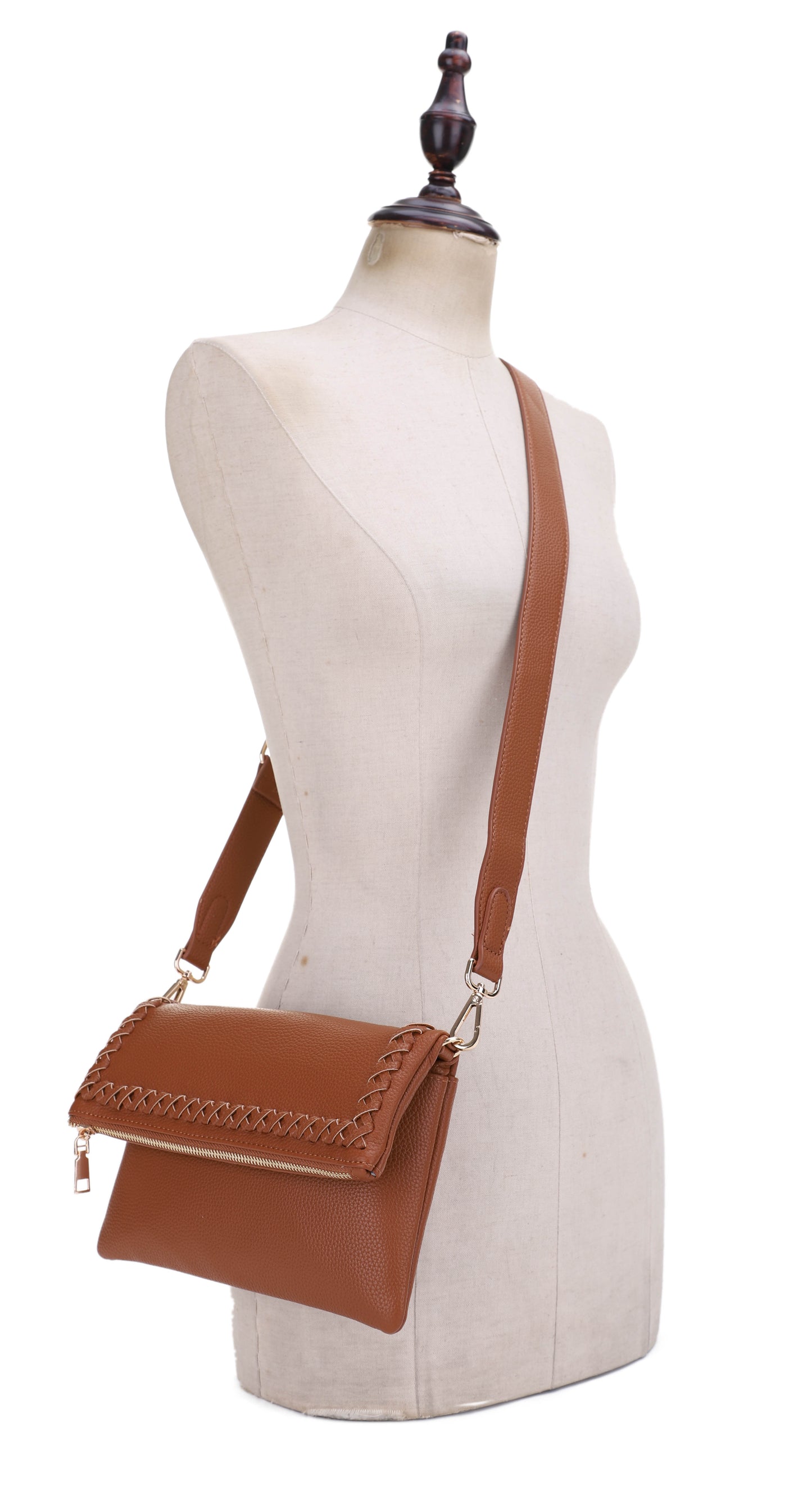 Laurel Cross Stitch Border Accent Flap Crossbody
