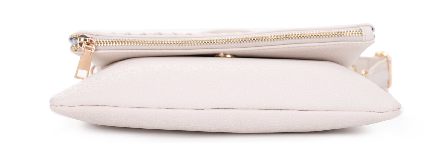 Laurel Cross Stitch Border Accent Flap Crossbody