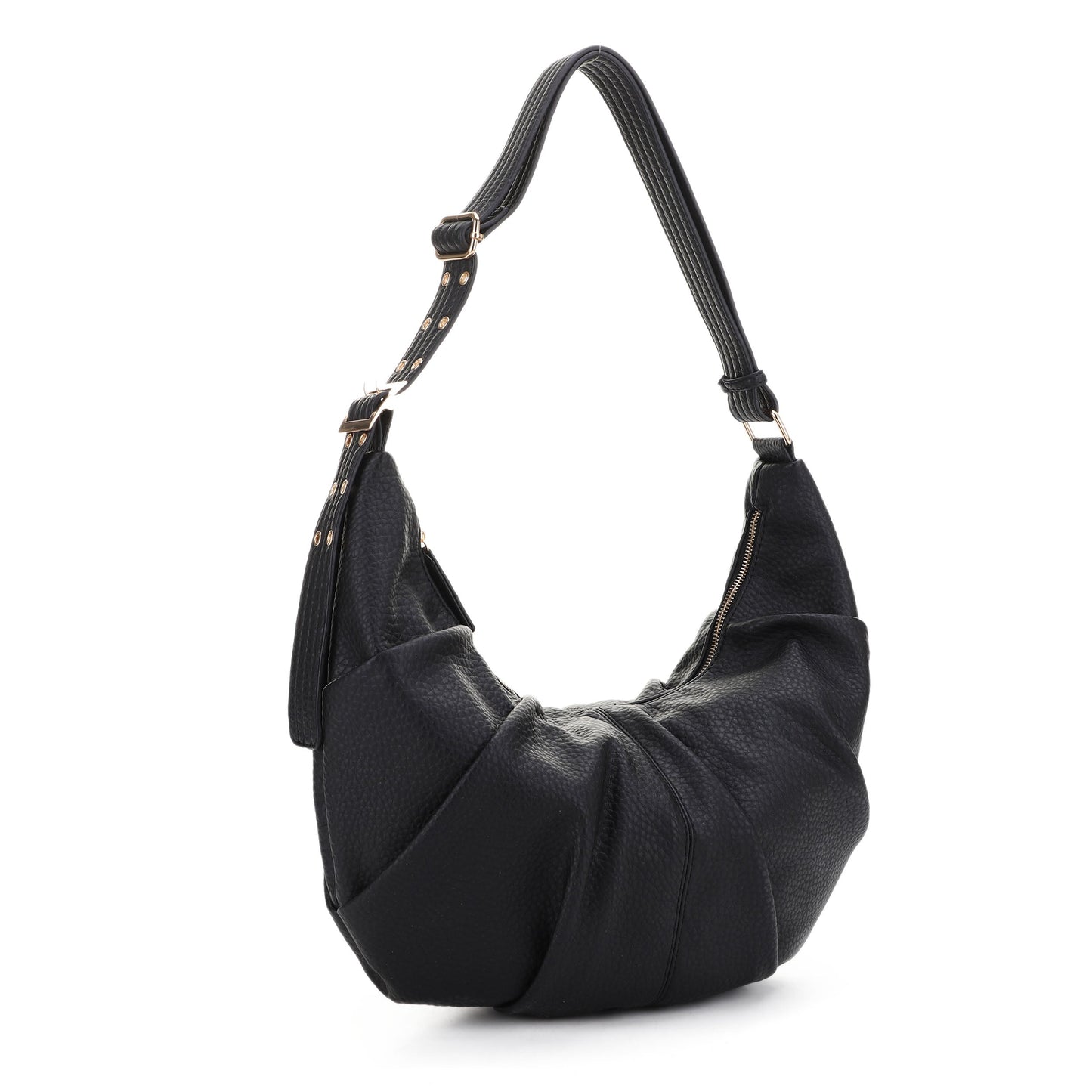 Sharon Ruched Crescent Hobo Shoulder Bag