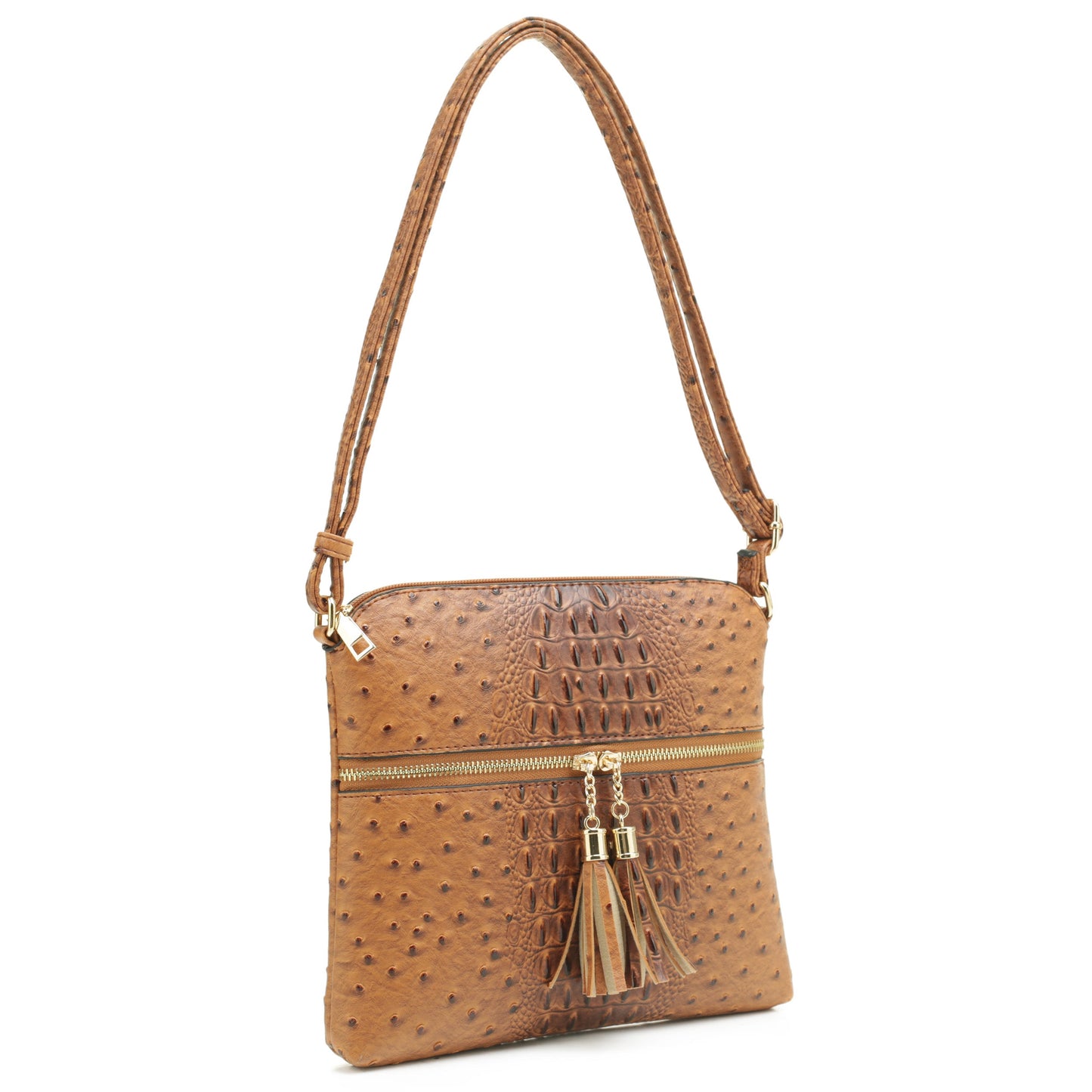Millie Ostrich Embossed Slim Crossbody