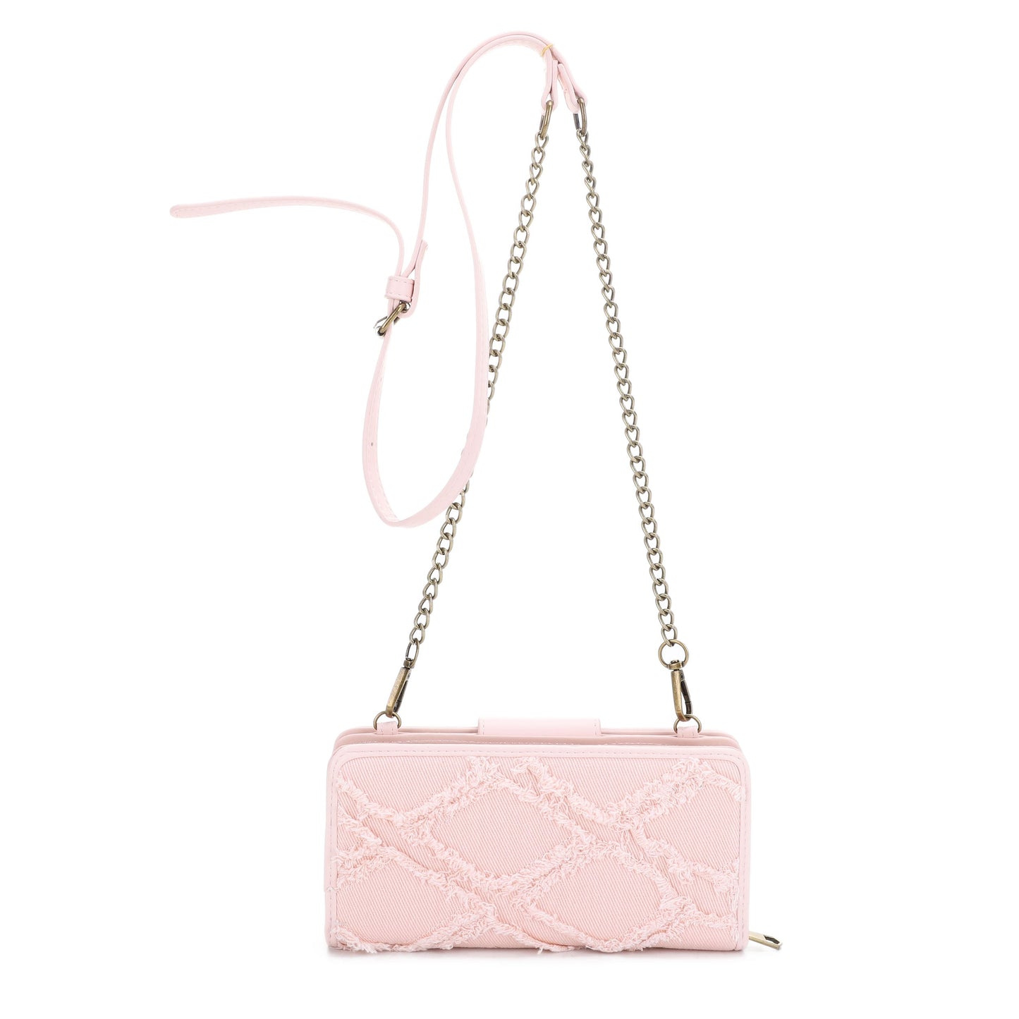 Nova Distressed Diamond Denim Wallet on Chain