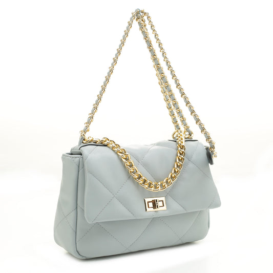Diamond Quilted Shoulder Flap with Crossbody Chain