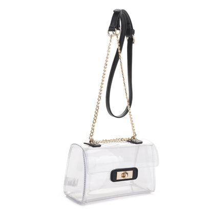 Avery Turn Lock Hardware Clear Crossbody