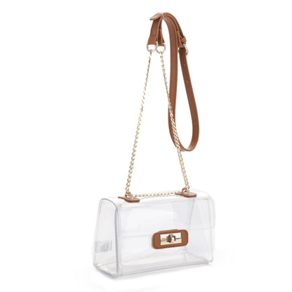 Avery Turn Lock Hardware Clear Crossbody