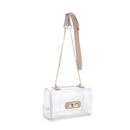 Avery Turn Lock Hardware Clear Crossbody