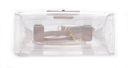 Avery Turn Lock Hardware Clear Crossbody