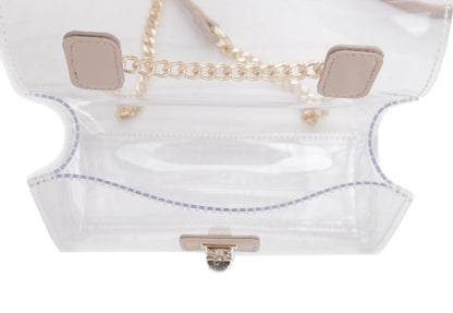 Avery Turn Lock Hardware Clear Crossbody