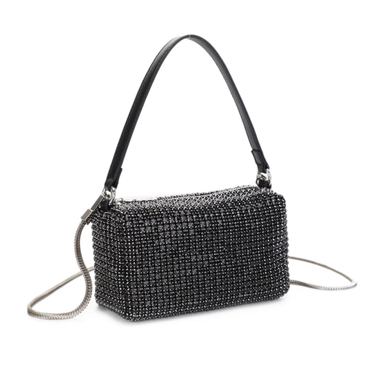 Izzy&Ali Stone Embellished Shoulder Evening Pouch Bag with Crossbody Chain