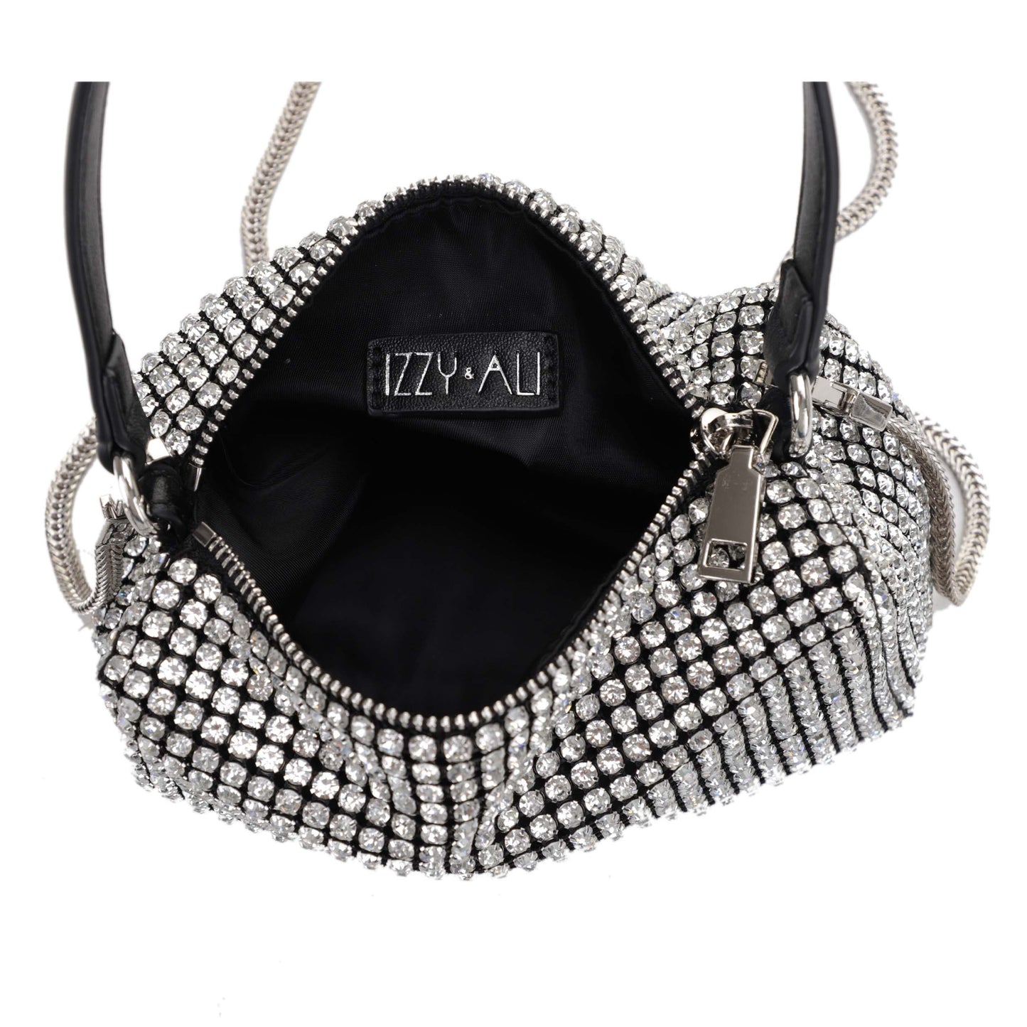 Izzy&Ali Stone Embellished Shoulder Evening Pouch Bag with Crossbody Chain