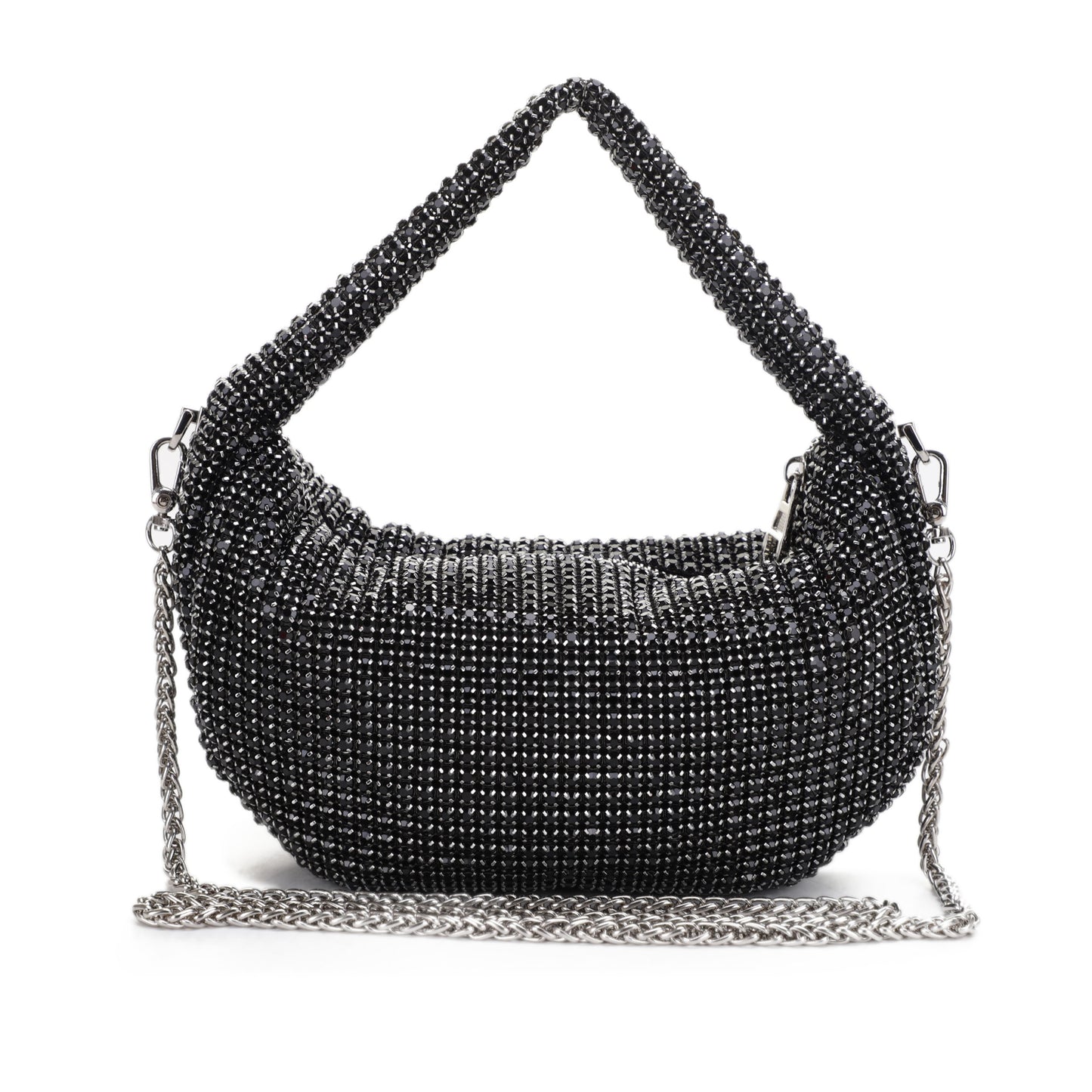 Izzy&Ali Stone Embellished Evening Hobo Bag with Chain Strap