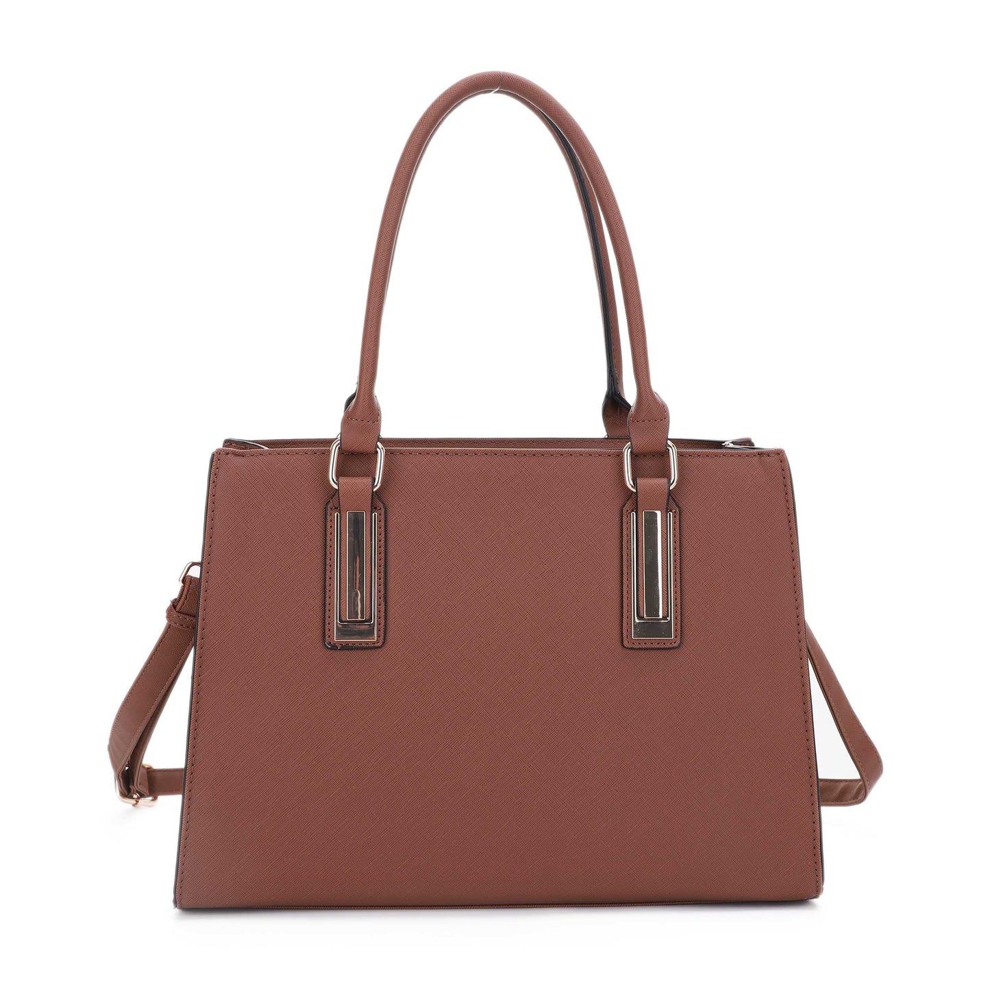 Vala Structured Metal Bar Accent Strap Satchel