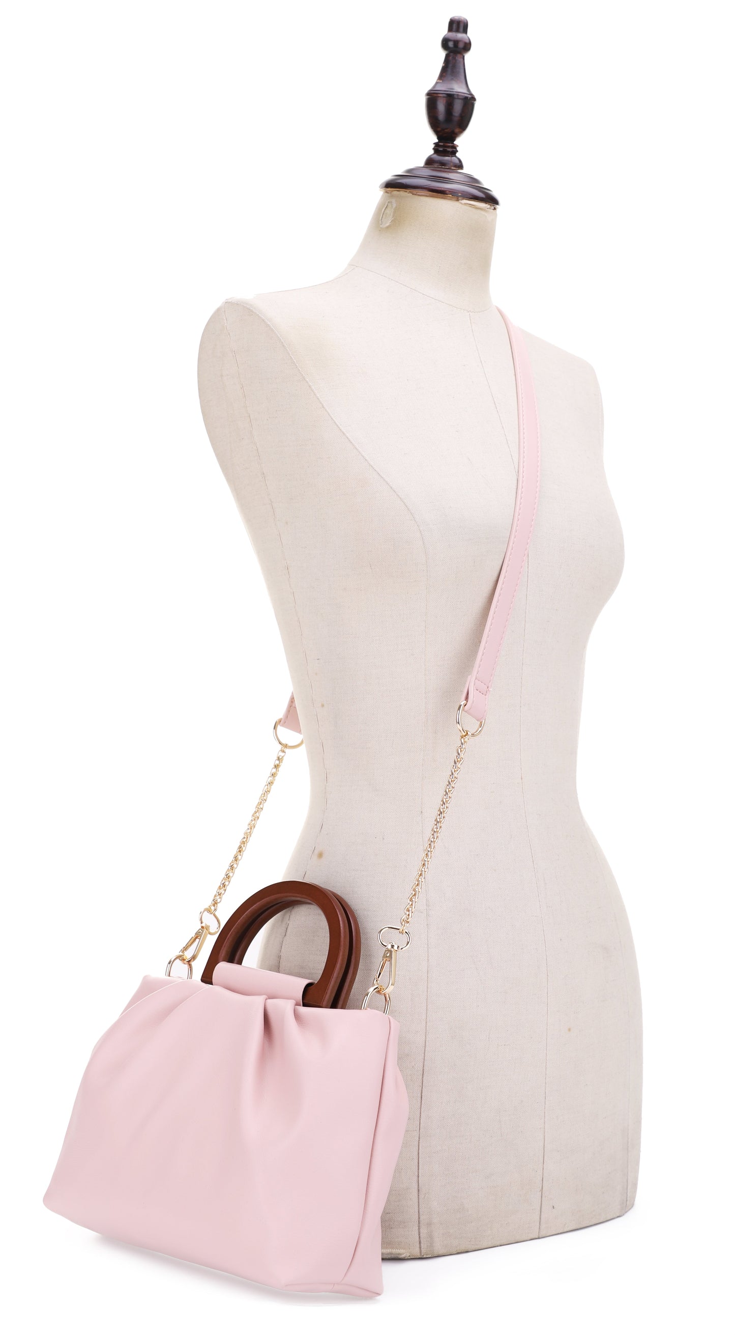 IZZY&ALI Clarissa Wooden Top Handle Ruched Crossbody