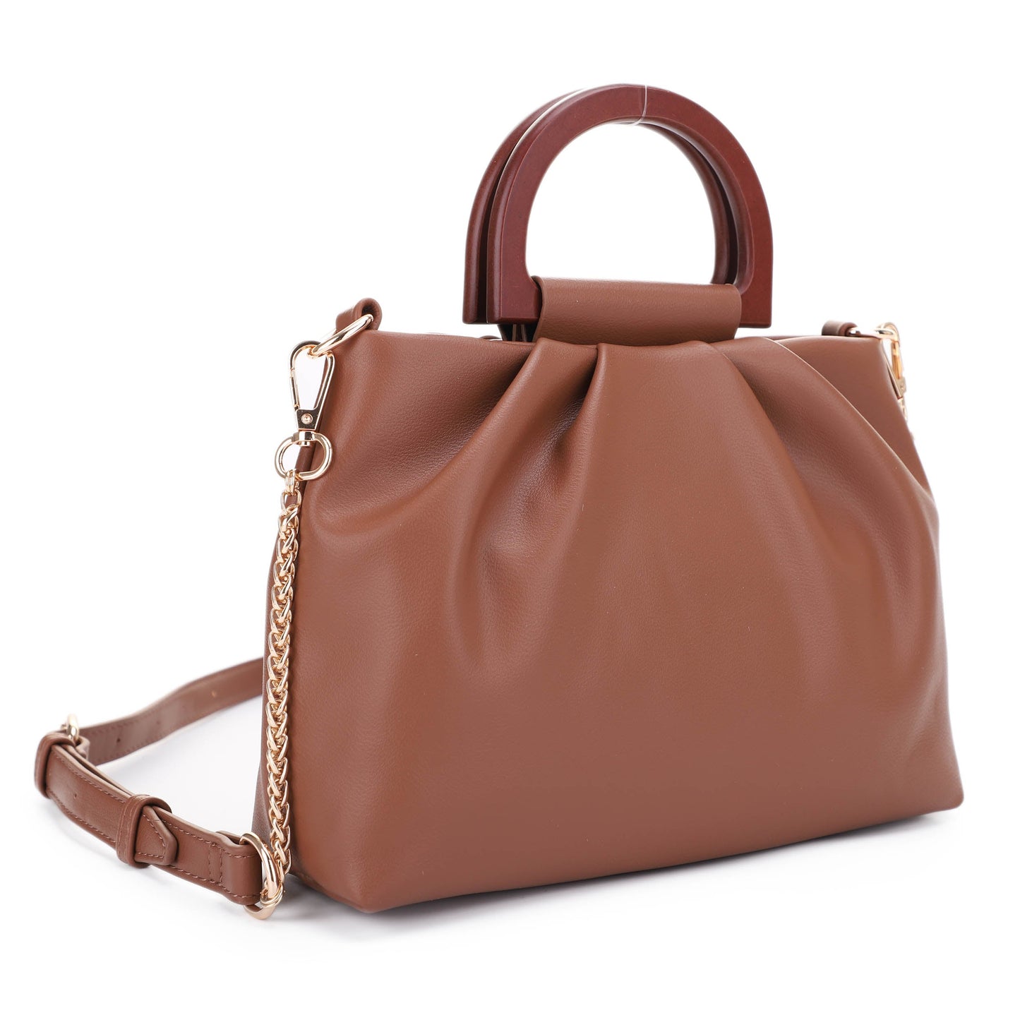 IZZY&ALI Clarissa Wooden Top Handle Ruched Crossbody