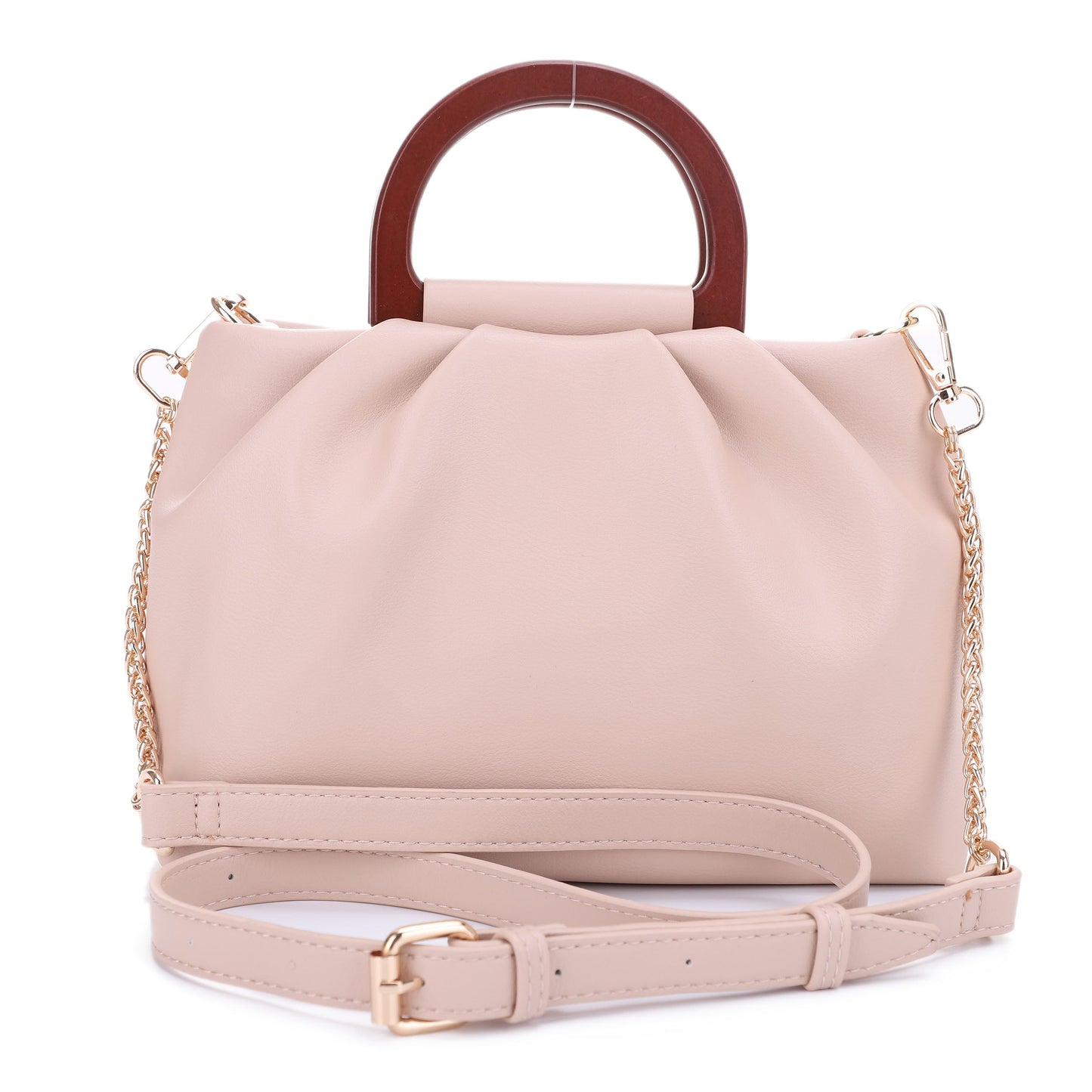 Clarissa Wooden Top Handle Ruched Crossbody