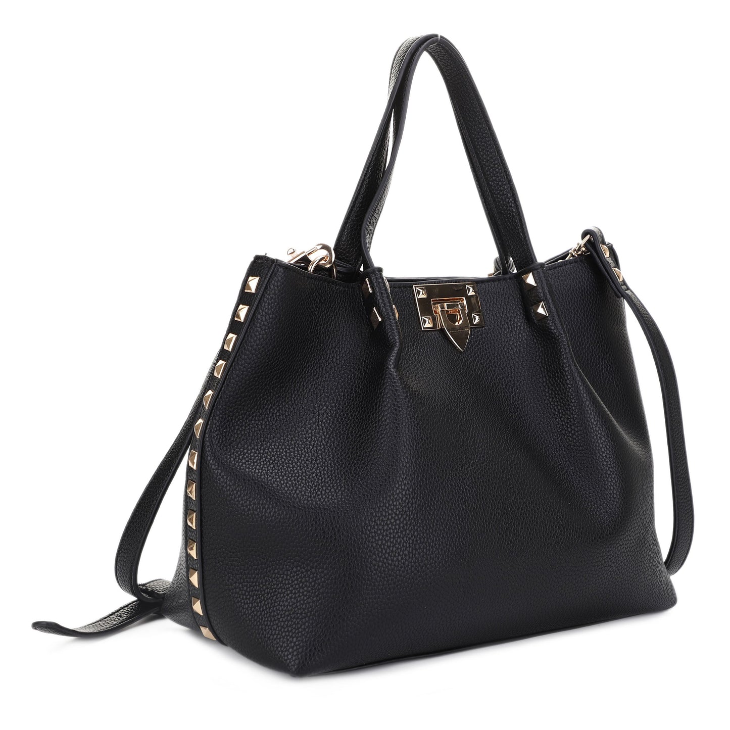 Riley Studded Ruched Tote Bag