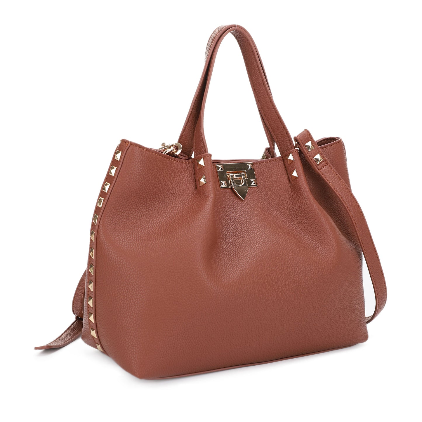 Riley Studded Ruched Tote Bag