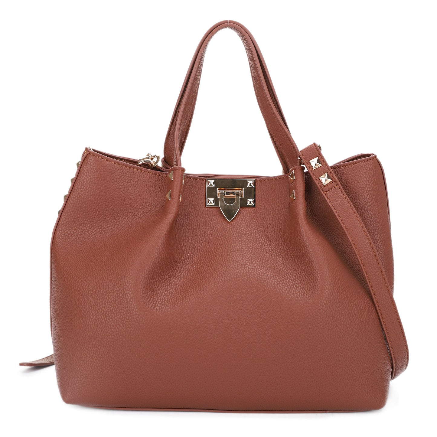 Riley Studded Ruched Tote Bag