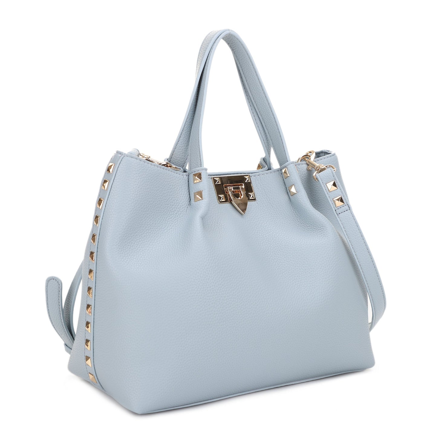 Riley Studded Ruched Tote Bag