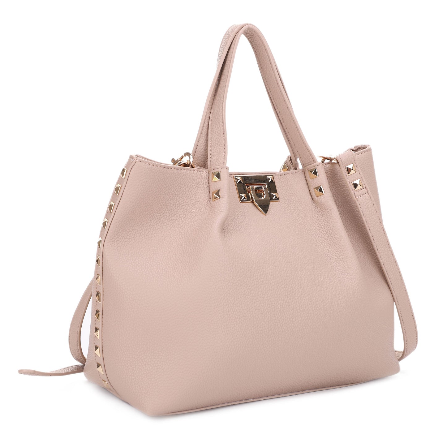 Riley Studded Ruched Tote Bag