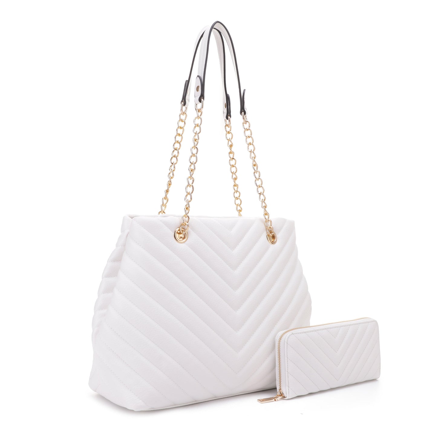 Chevron Quilted with Wallet Shoulder Bag