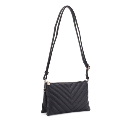 Callie Chevron Quilted Multi Compartment Crossbody