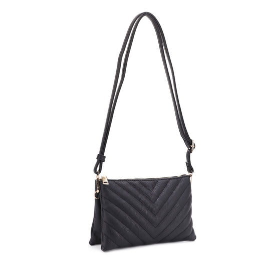 Callie Chevron Quilted Multi Compartment Crossbody