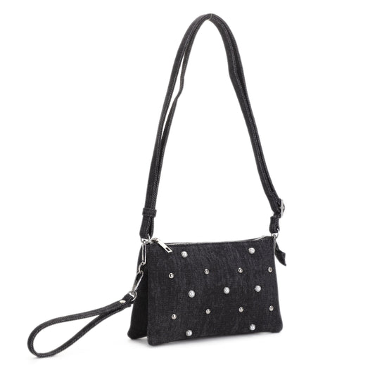 Callie Studded Denim Crossbody