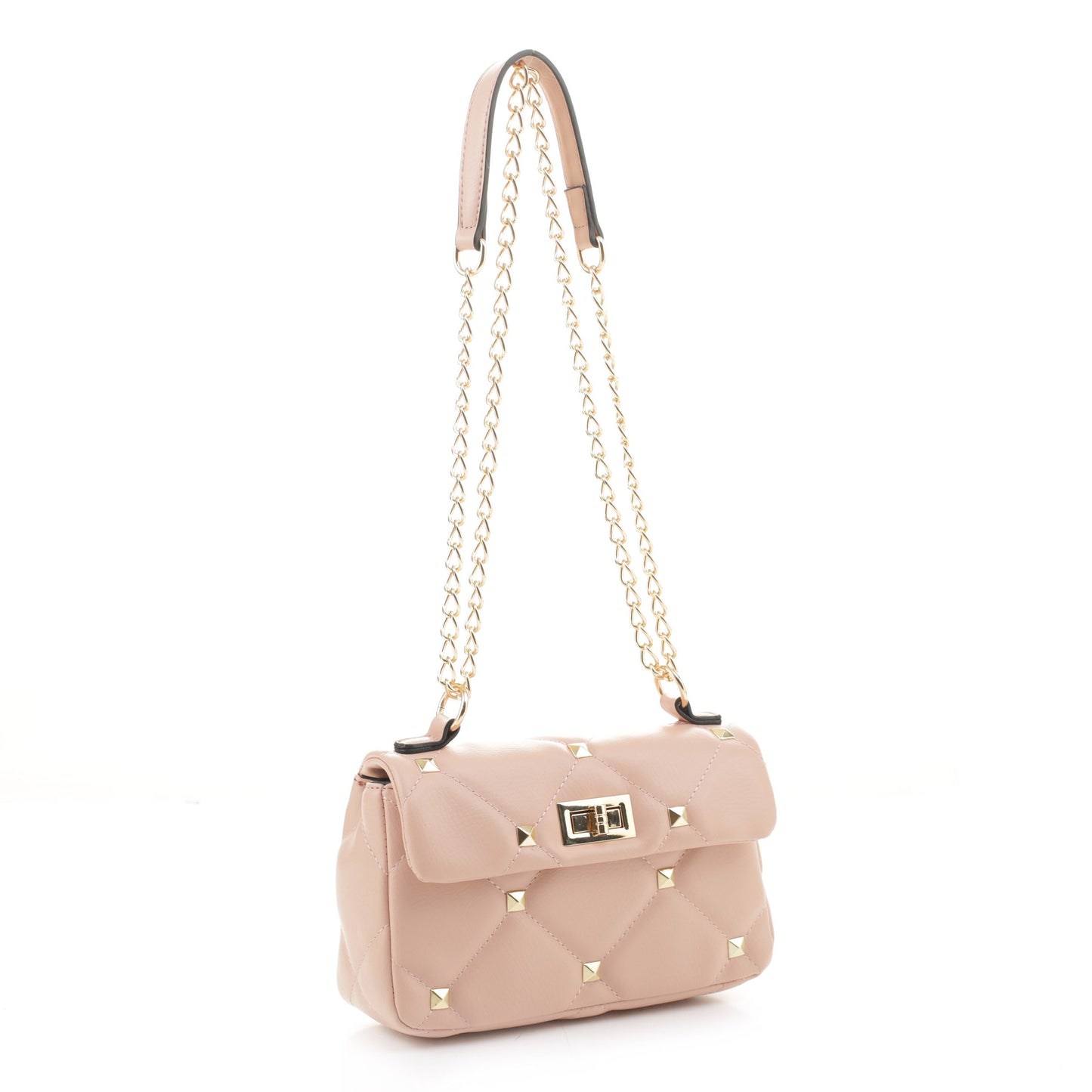 Quilted Studded Convertible Crossbody Shoulder Bag