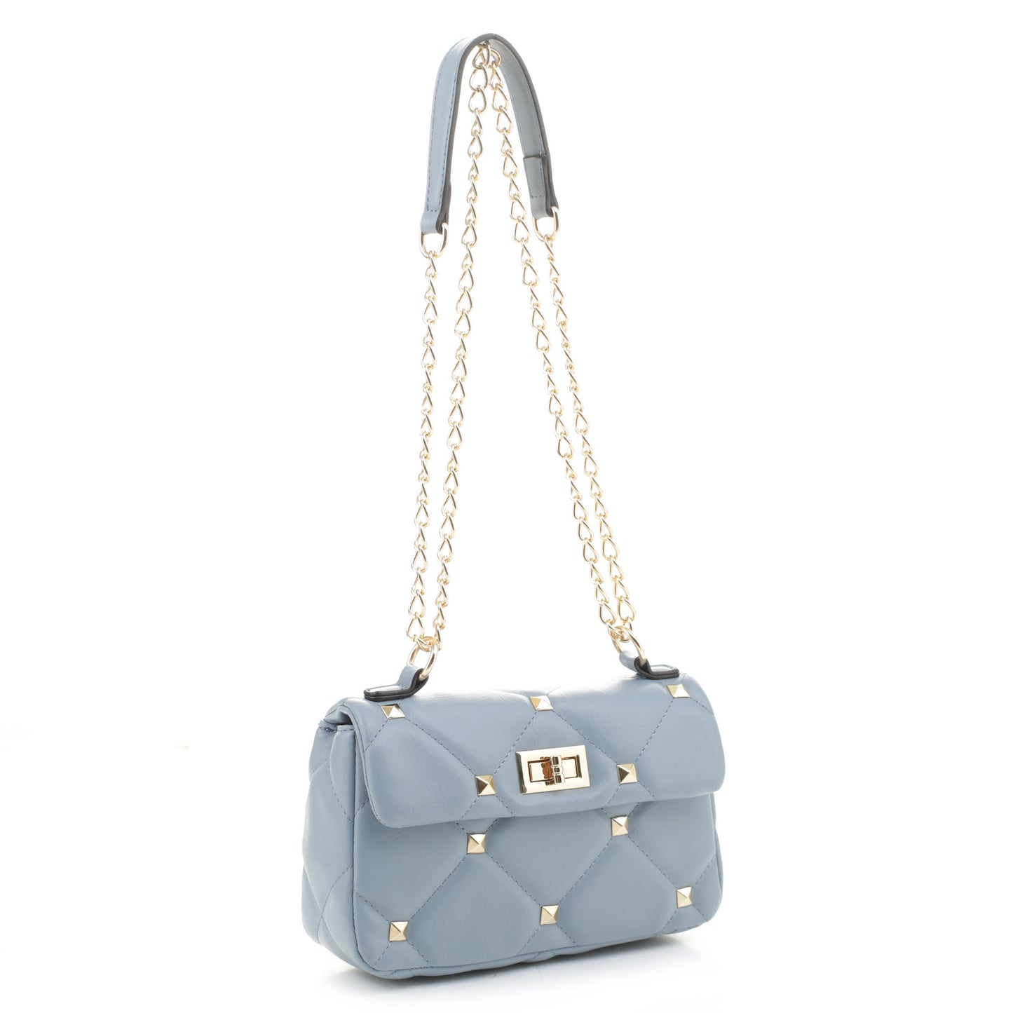 Quilted Studded Convertible Crossbody Shoulder Bag