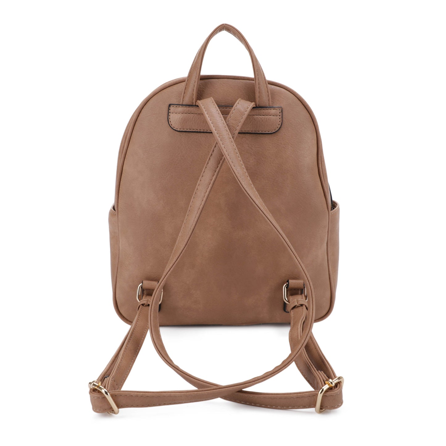 Front Pocket Leather Zipper Pull Backpack