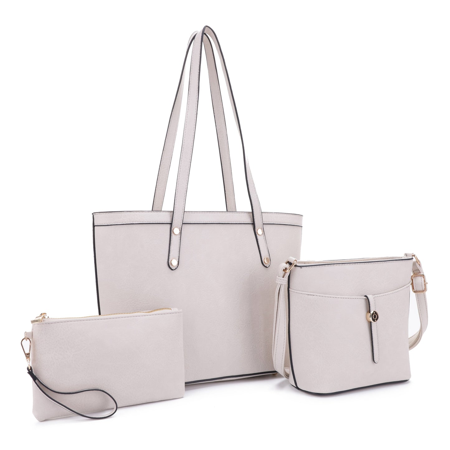 Metal Button Accents 3-in-1 Tote Set