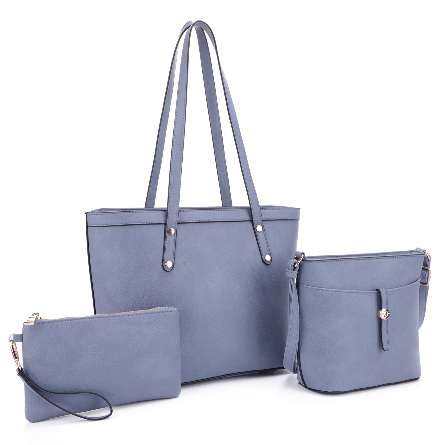 Metal Button Accents 3-in-1 Tote Set