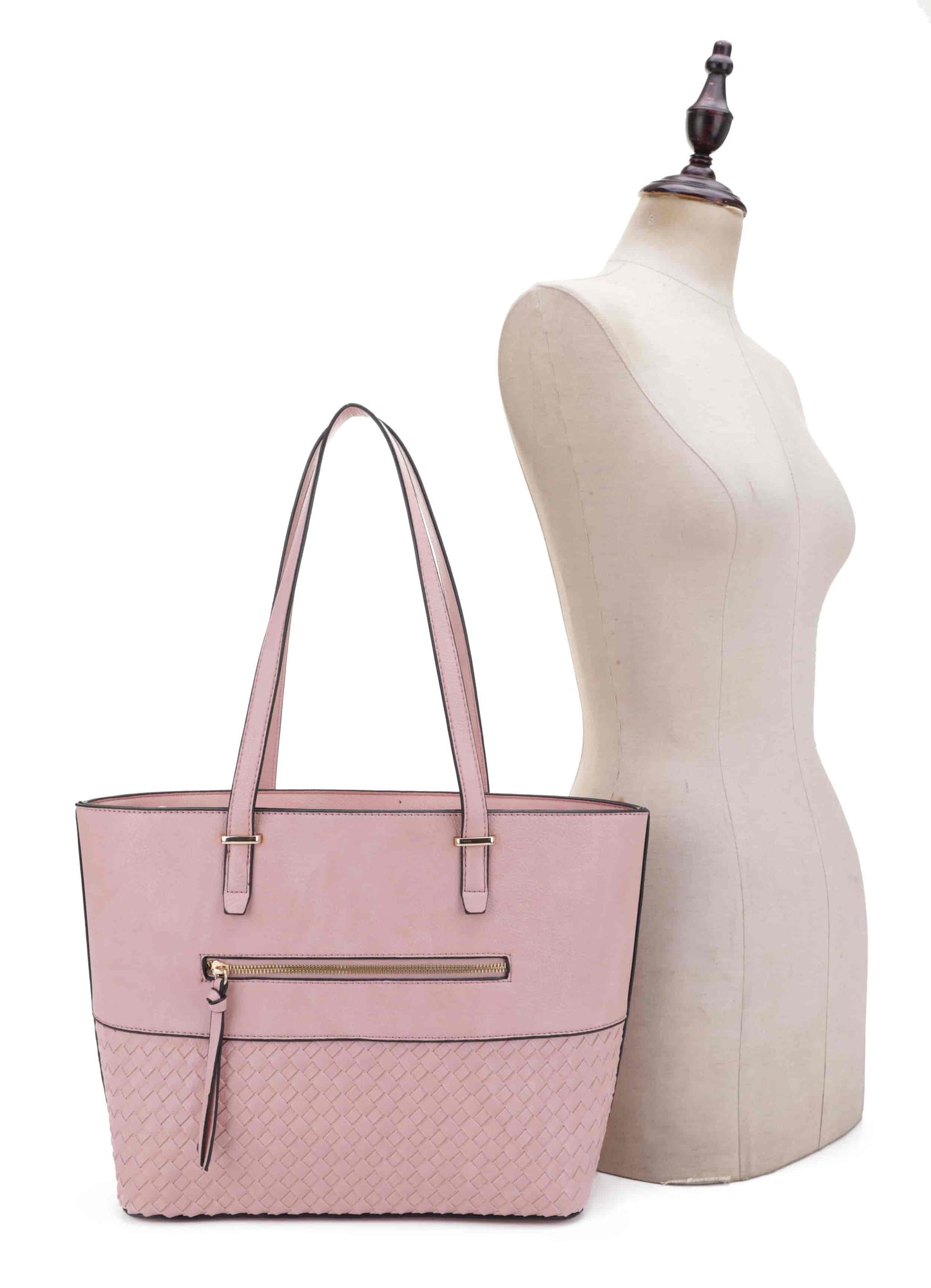 Woven Leather 3-in-1 Tote Bag Set