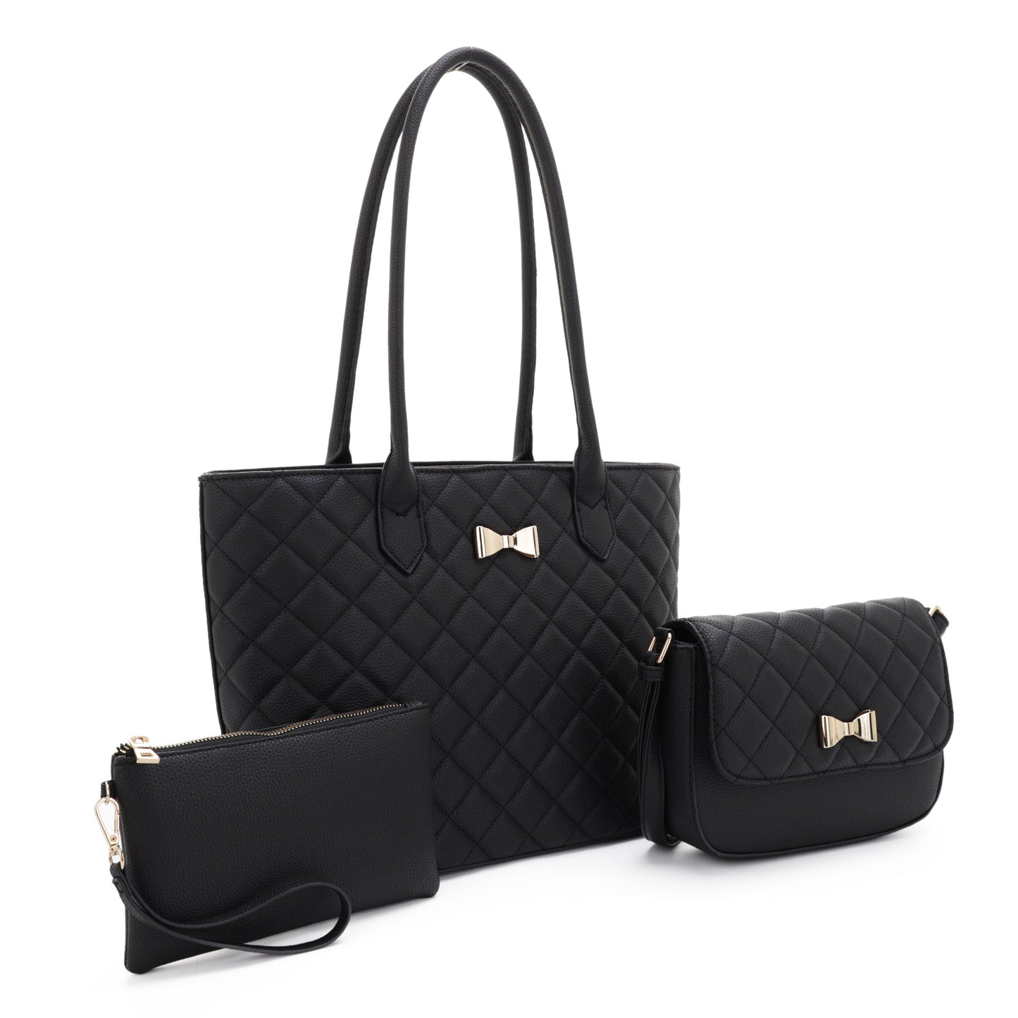 Quilted with Mini Bow 3-in-1 Tote Set