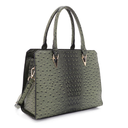 Sheila Ostrich Print Satchel