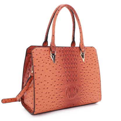 Sheila Ostrich Print Satchel