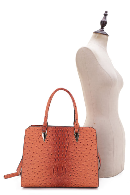 Sheila Ostrich Print Satchel