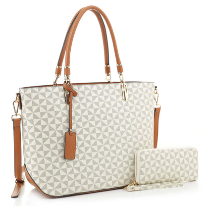 Vida Geometric Monogrammed Tote Set