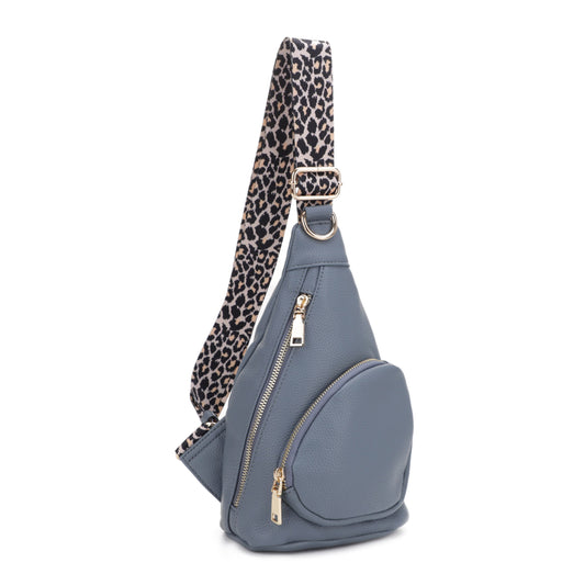 Side Pocket Sling Backpack with Leopard Strap