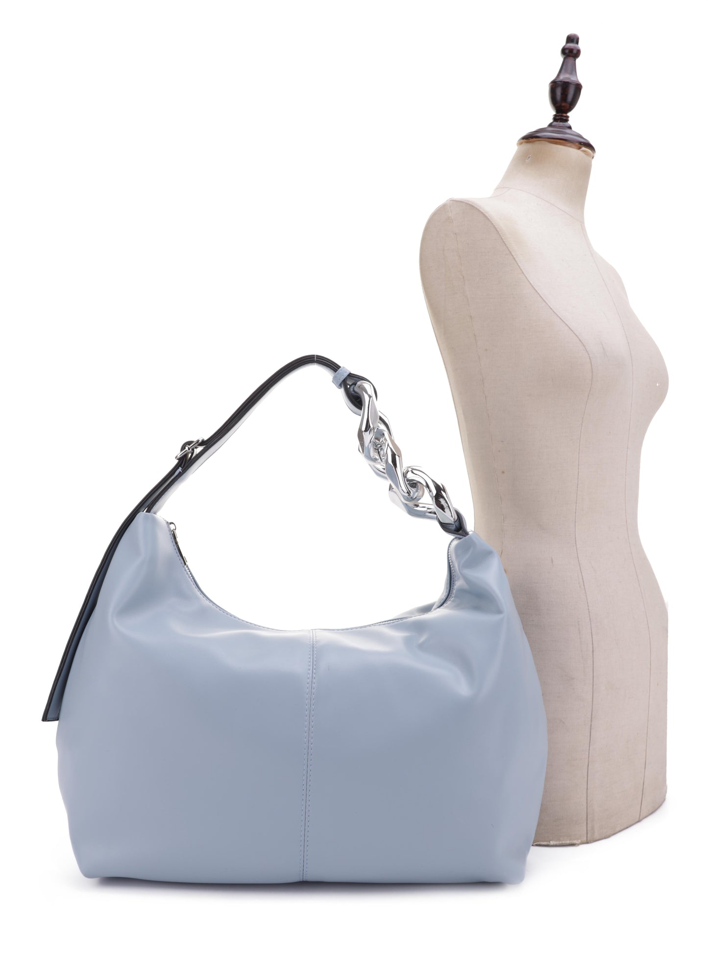 Chain Accent Hobo Shoulder Bag