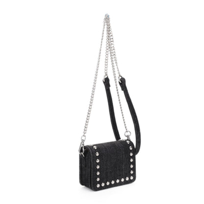 Nia Studded Denim Mini Wallet on Chain