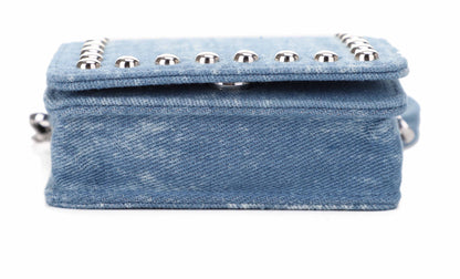 Nia Studded Denim Mini Wallet on Chain