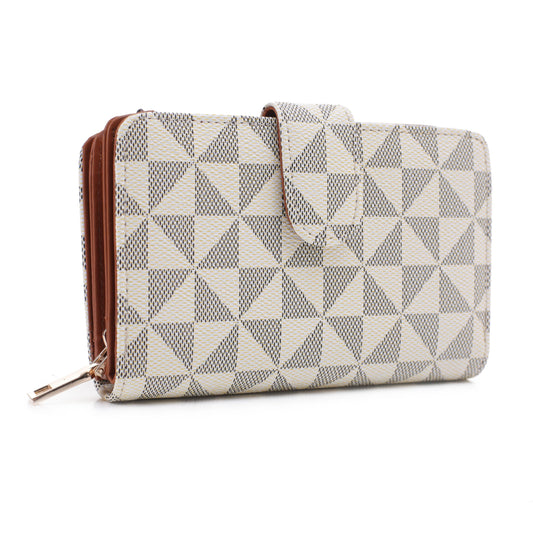 Geometric Monogrammed Multi Compartment Wallet