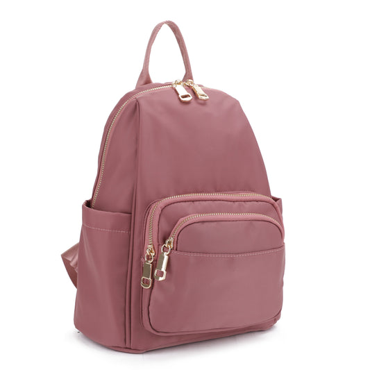 Nylon Backpack with Side Pockets and Front Zipper Compartments
